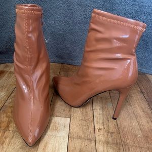 Mocha color faux leather booties